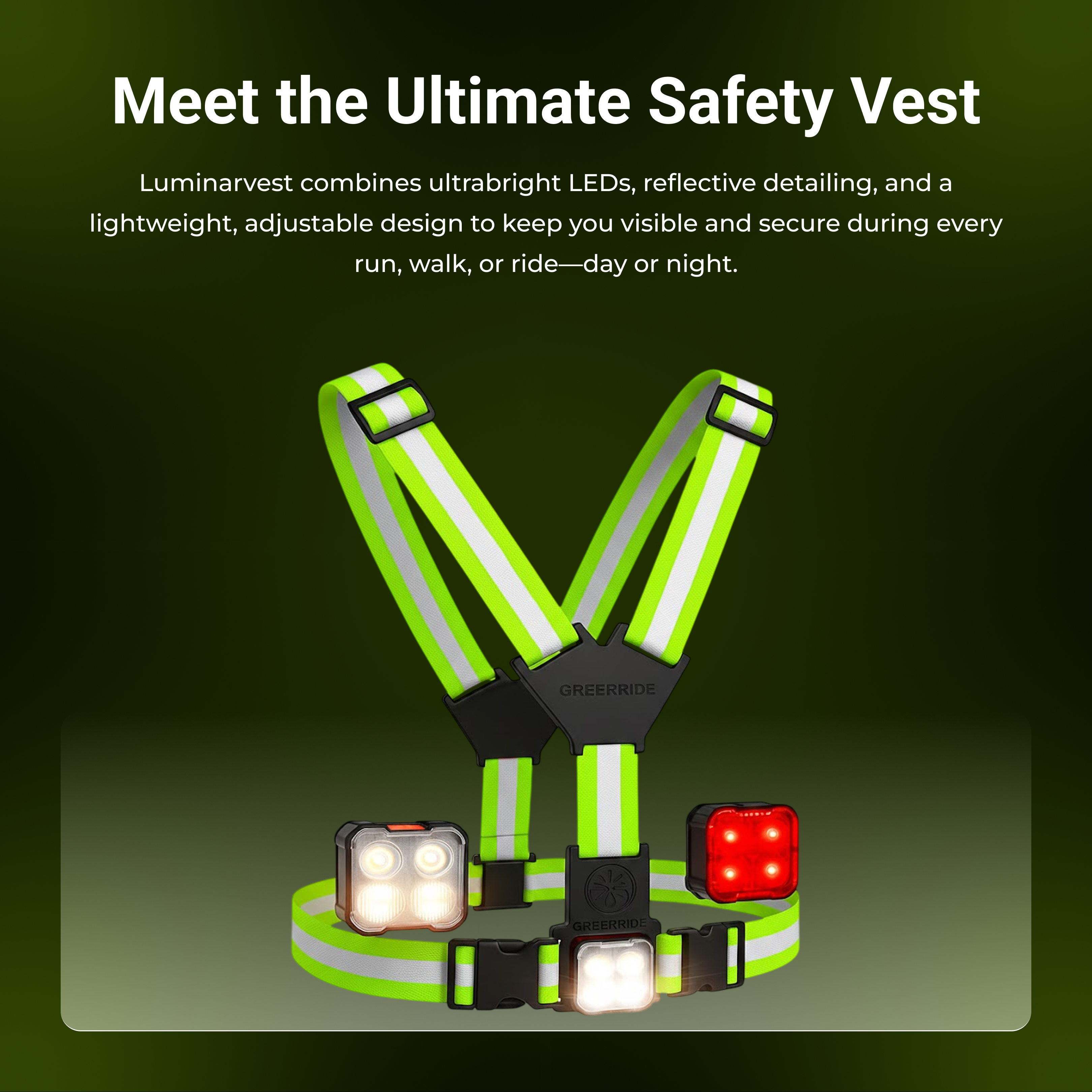Luminarvest – Rechargeable Ultrabright Light Up Running Vest for Visibility at Day and Night Running