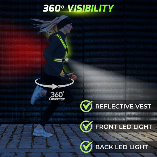 Greerride Rechargeable Light Up Running Vest for Men Women-Bicycle Safety Lights