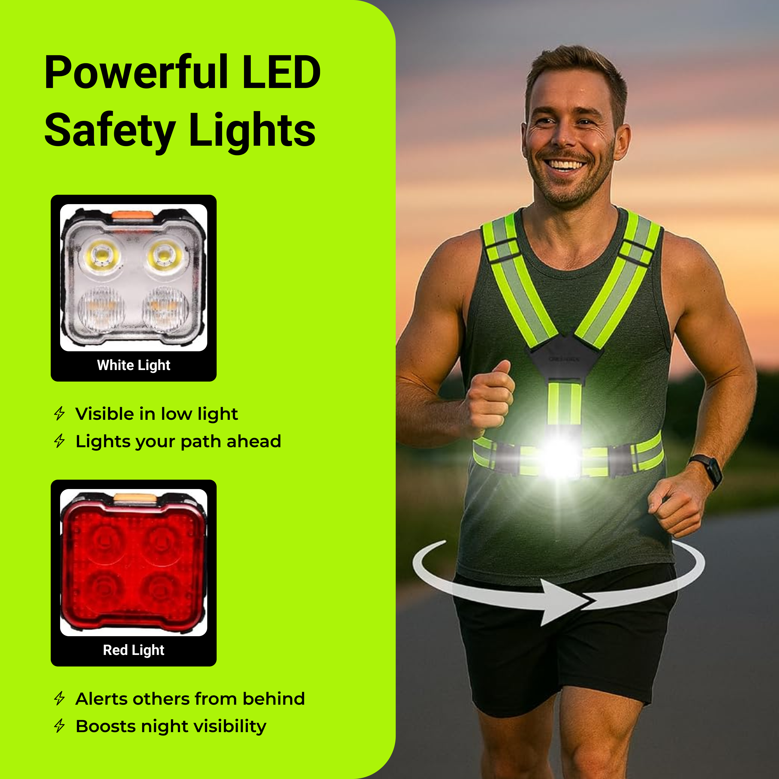 Luminarvest – Rechargeable Ultrabright Light Up Running Vest for Visibility at Day and Night Running