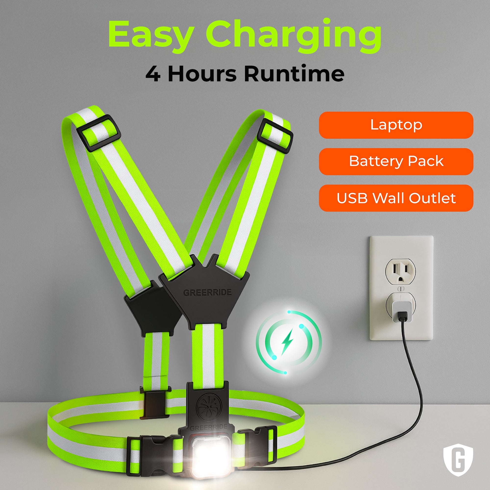 Greerride Rechargeable Light Up Running Vest for Men Women-Bicycle Safety Lights