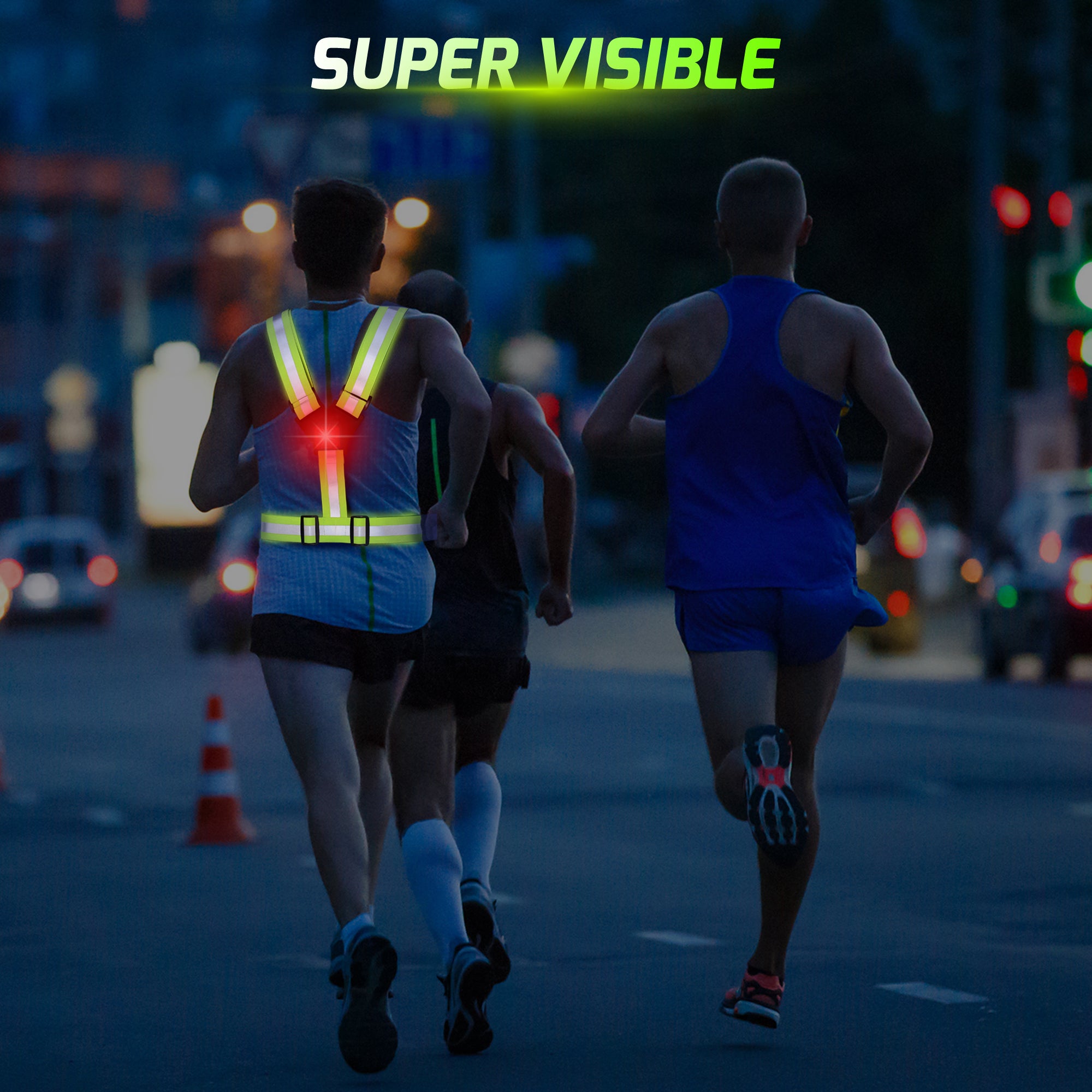 Greerride Rechargeable Light Up Running Vest for Men Women-Bicycle Safety Lights